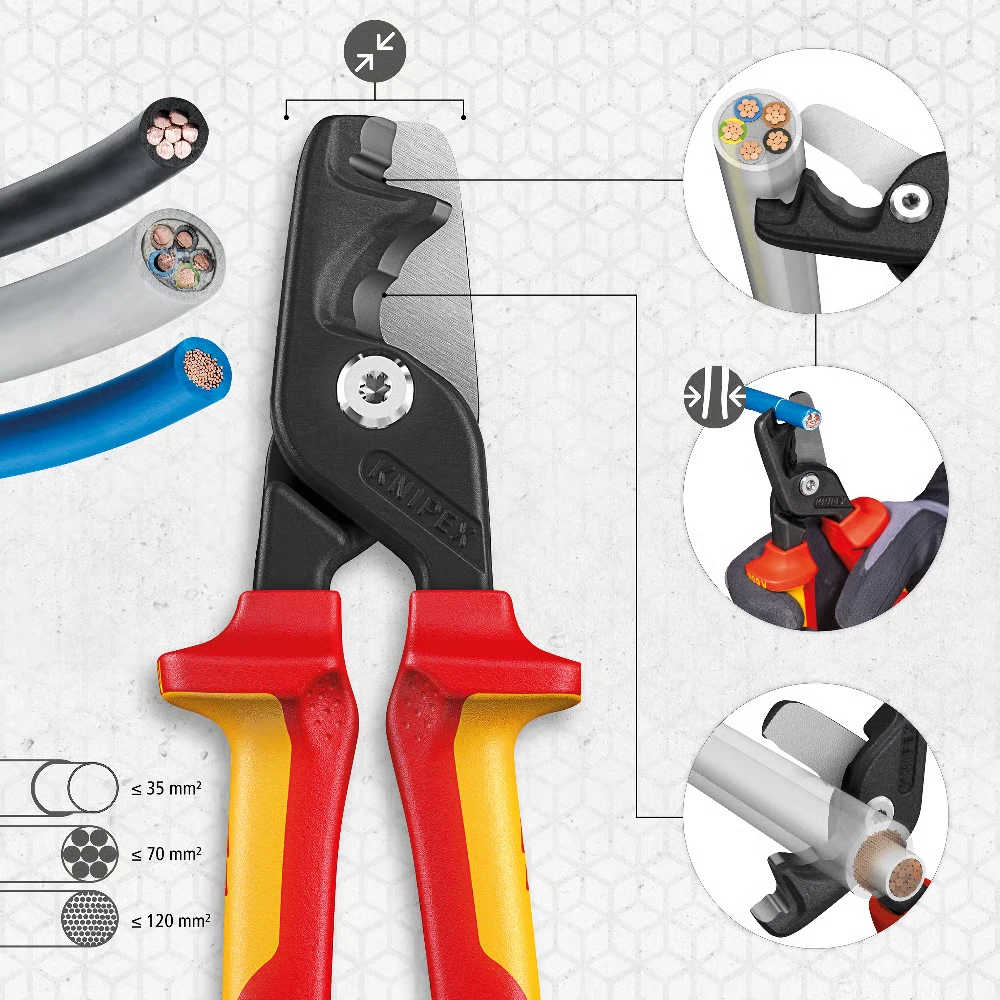Miniatuur van KNIPEX stepCut XL kabelschaar 225mm getrapte snijrand VDE (9518225)