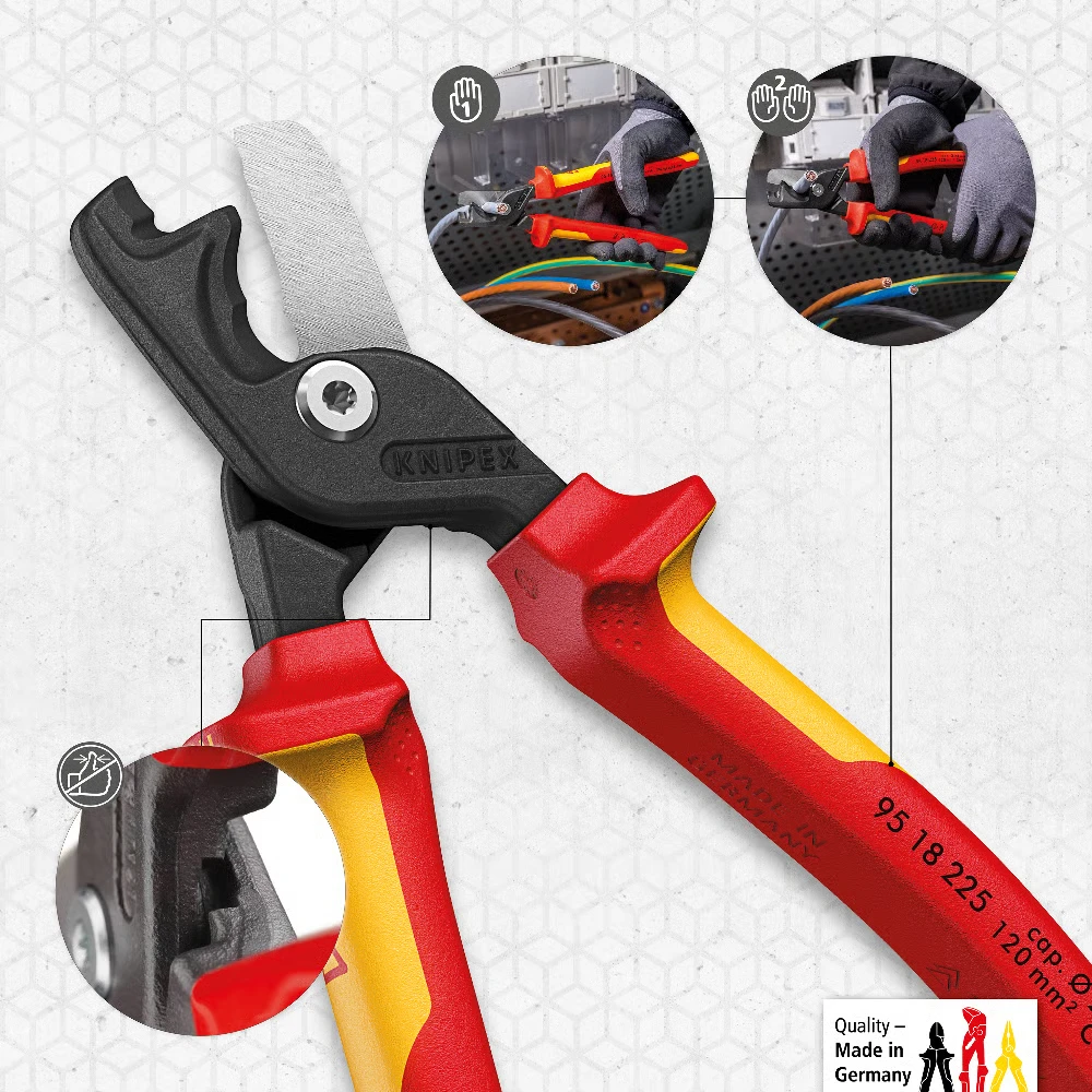 Miniatuur van KNIPEX stepCut XL kabelschaar 225mm getrapte snijrand VDE (9518225)
