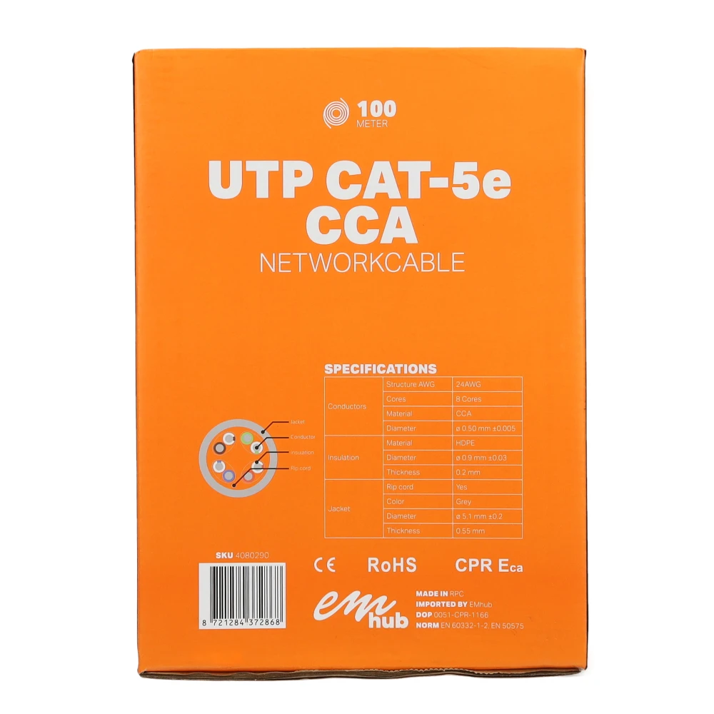 Miniatuur van EMhub UTP CAT5e CCA kabel rol 100 meter