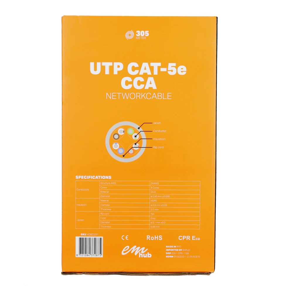Miniatuur van EMhub UTP CAT5e CCA kabel rol 305 meter