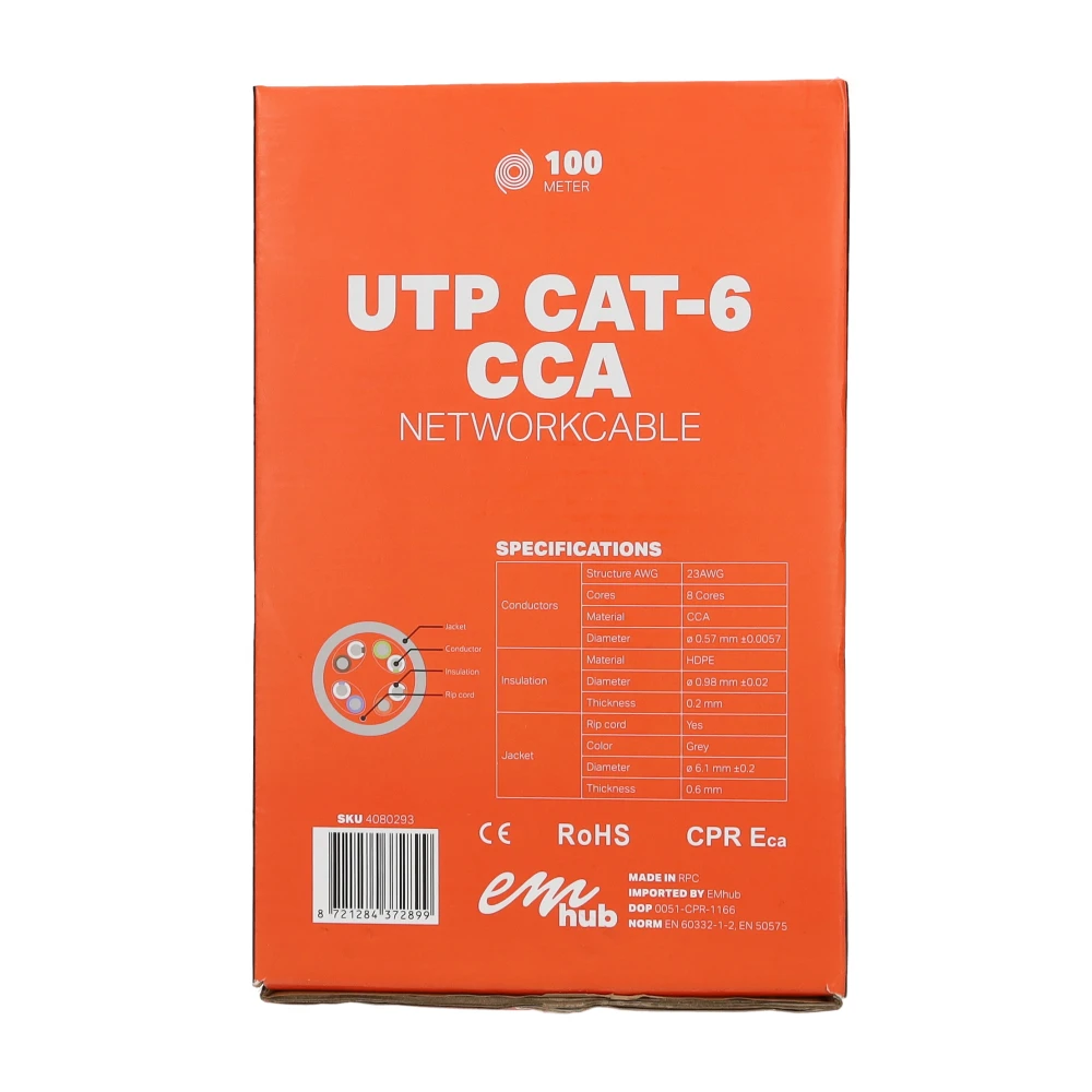 Miniatuur van EMhub UTP CAT6 CCA kabel rol 100 meter