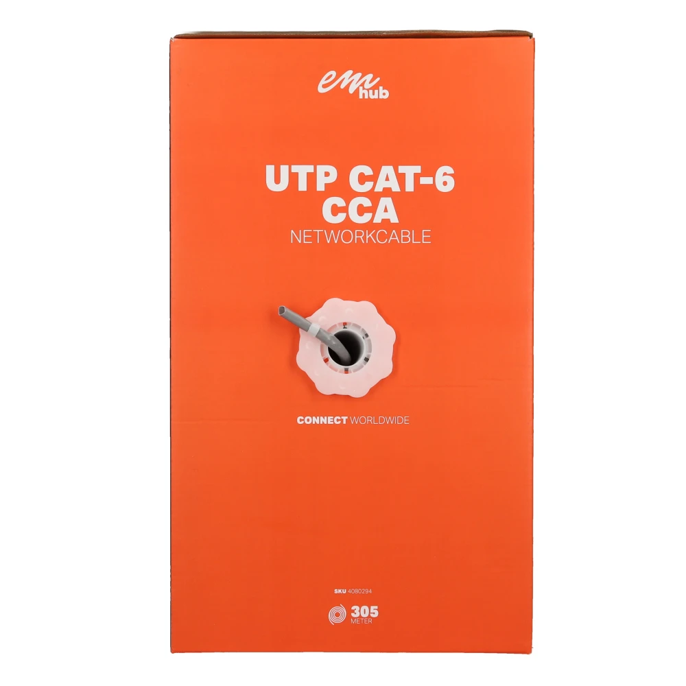 Miniatuur van EMhub UTP CAT6 CCA kabel rol 305 meter