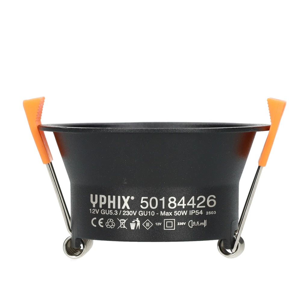 Miniatuur van Yphix inbouwspot rond vast zwart GU10 zaagmaat Ø75mm - diameter 85mm IP54 (50184426)