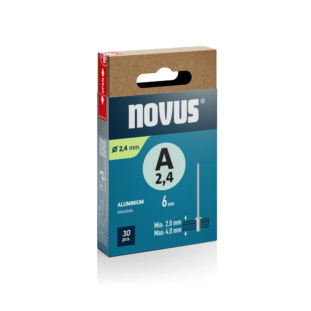 Miniatuur van Novus popnagel A2.4 Ø2.4x6mm aluminium - per 30 stuks (045-0078)