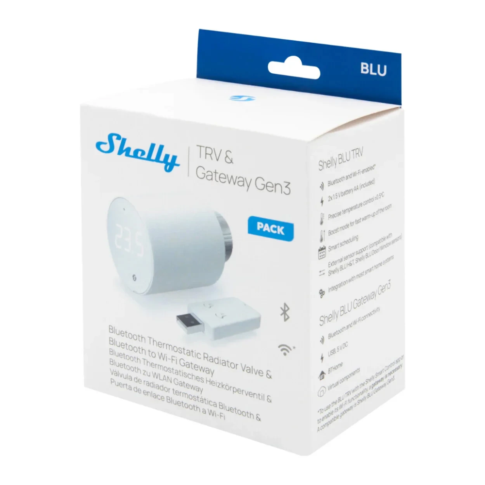 Miniatuur van Shelly BLU TRV + BLU Gateway Gen3 - radiator thermostaat + bluetooth gateway (SBTR-001AEU)