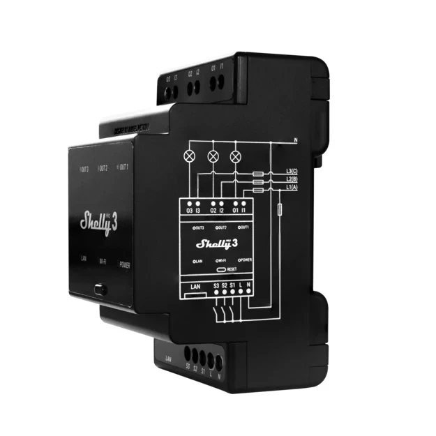 Miniatuur van Shelly Pro 3 - schakelactor 3-voudig potentiaalvrij 16A DIN-rail (SPSW-003XE16EU)