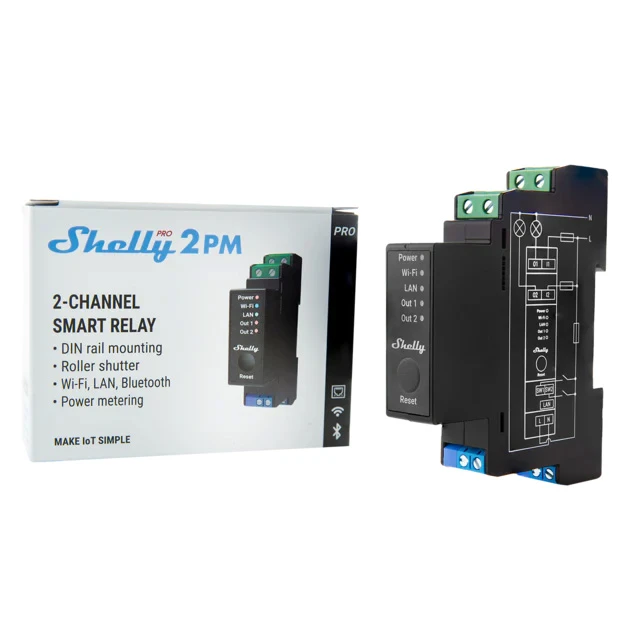 Miniatuur van Shelly Pro 2PM - schakelactor 2-voudig potentiaalvrij 16A met energiemeting DIN-rail (SPSW-202PE16EU)