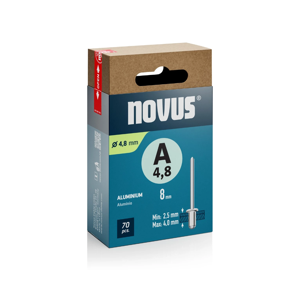 Miniatuur van Novus popnagel A5 Ø5x8mm aluminium - per 70 stuks (045-0096)