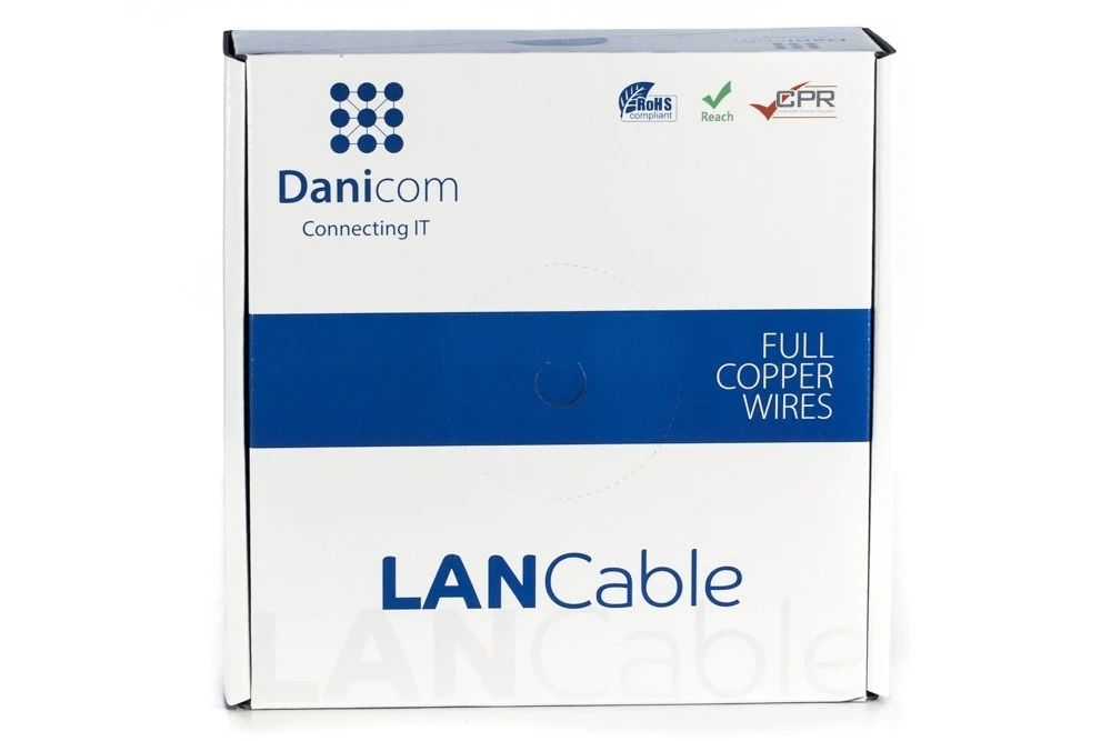 Miniatuur van Danicom CAT6a S/FTP kabel stug LSZH Dca rol van 50 meter - blauw (DC-SFTP6A-50S-DCA)