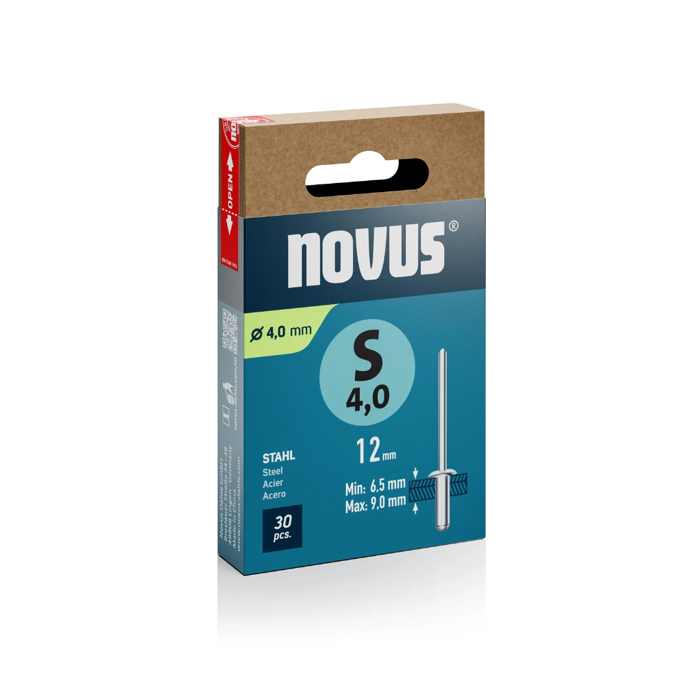 Miniatuur van Novus popnagel S4 Ø4x12mm staal per 30 stuks (045-0104)