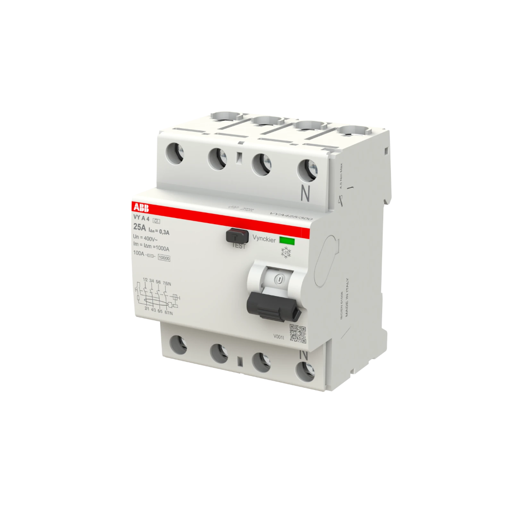 Miniatuur van ABB Vynckier differentieelschakelaar 4-polig 25A 300mA type A (VYA425/300)