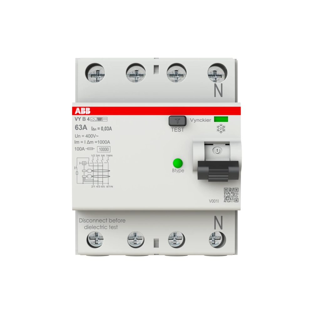 Miniatuur van ABB Vynckier differentieelschakelaar 4-polig 63A 30mA type B (VYB463/030)
