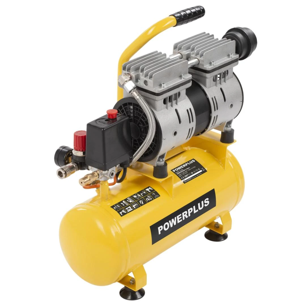 Miniatuur van PowerPlus stille compressor olievrij 6l tank 230V 550W 8bar 
105 l/min (POWX17230S)