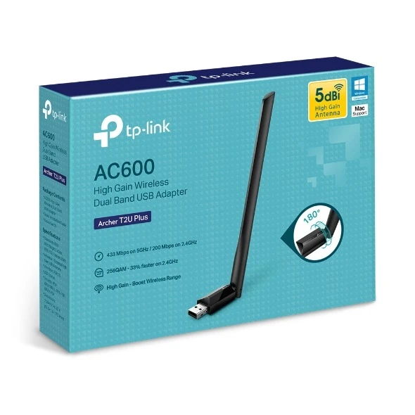 Miniatuur van TP-LINK USB-adapter AC600 WiFi 5 dual-band 2.4GHz/5GHz (Archer T2U Plus)