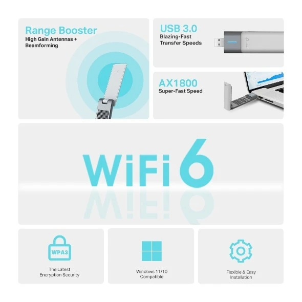 Miniatuur van TP-LINK USB-adapter AX1800 WiFi 6 dual-band 2.4GHz/5GHz (Archer TX20UH)