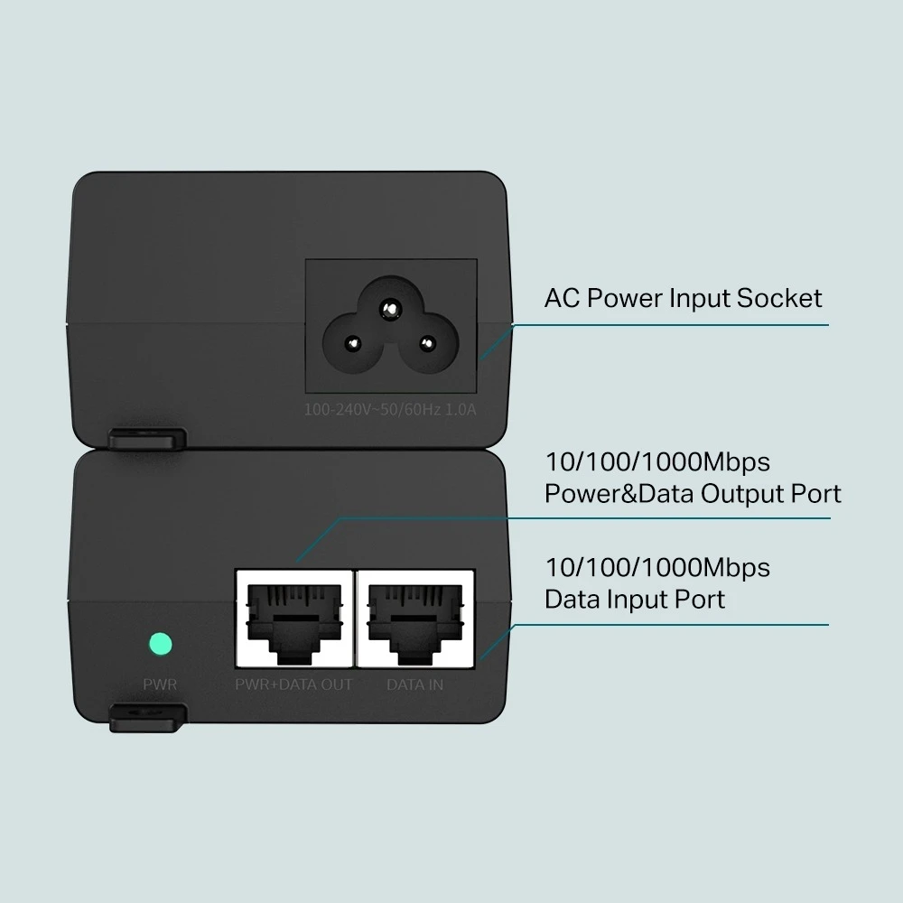 Miniatuur van TP-LINK PoE+ injector IEEE 802.3af/at 30W 2× Gigabit (TL-POE160S)