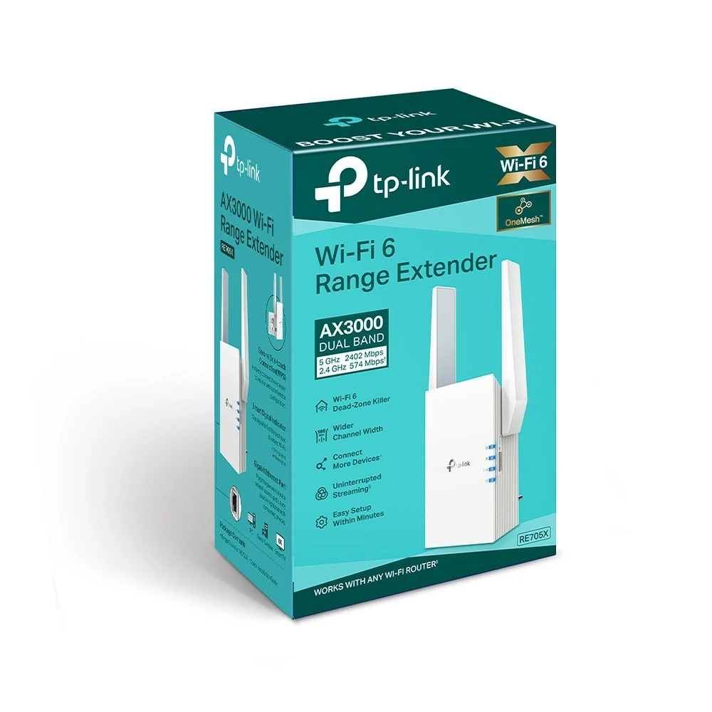 Miniatuur van TP-LINK wifi versterker AX3000 WiFi 6 mesh dual-band 2.4GHz/5GHz Gigabit (RE705X)