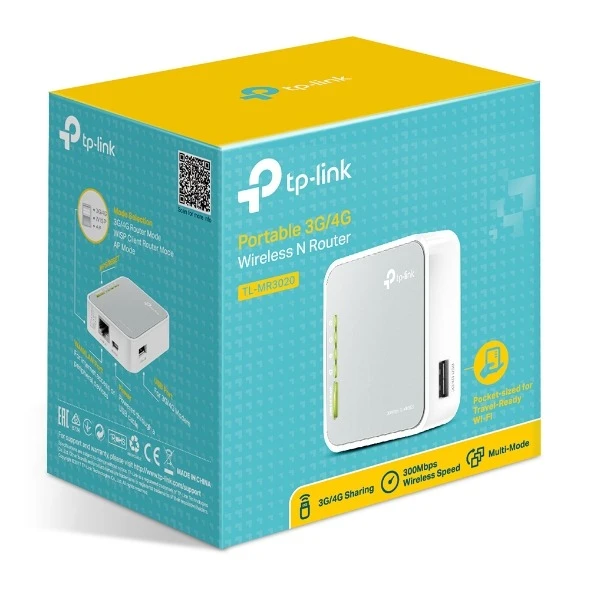 Miniatuur van TP-LINK mobiele router N300 WiFi 4 2.4GHz 3G/4G USB (TL-MR3020)
