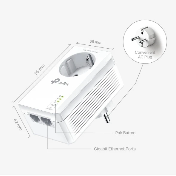 Miniatuur van TP-LINK powerline adapter AV1000 2× Gigabit passthrough - 2 stuks (TL-PA7027P KIT)