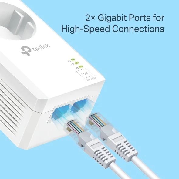 Miniatuur van TP-LINK powerline adapter AV1000 2× Gigabit passthrough - 2 stuks (TL-PA7027P KIT)