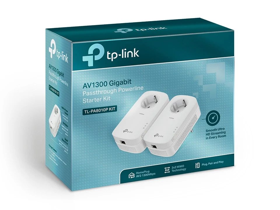 Miniatuur van TP-LINK powerline starterkit AV1300 1× Gigabit passthrough - 2 stuks (TL-PA8010P KIT)