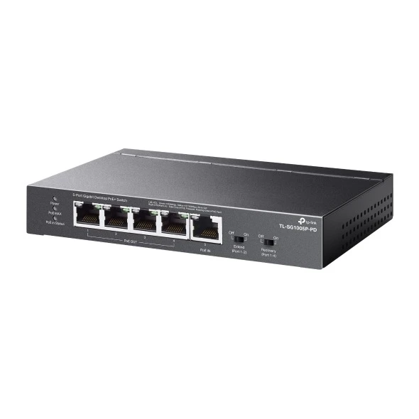 Miniatuur van TP-LINK desktop switch 5-poorts Gigabit 1× PoE++ in 4× PoE+ uit 66W (TL-SG1005P-PD)