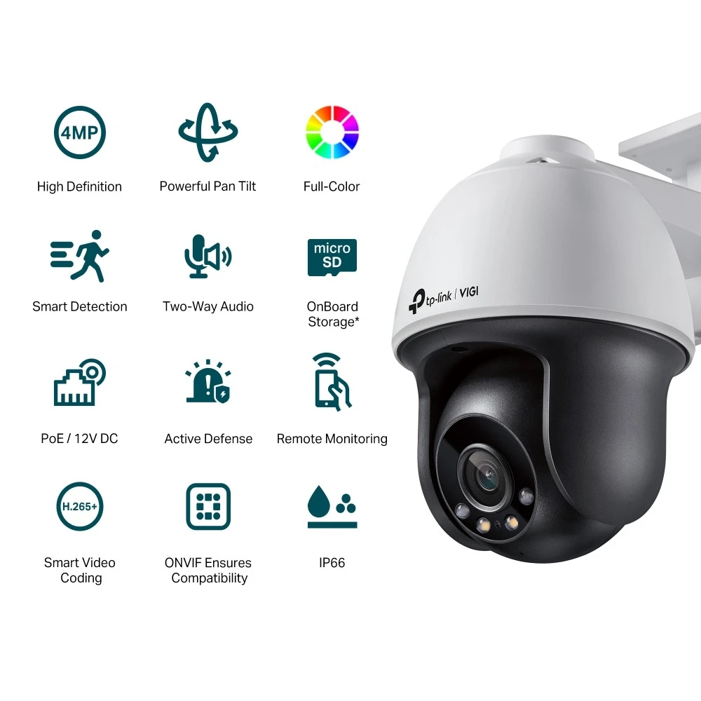 Miniatuur van TP-LINK netwerkcamera 4MP full-color pan/tilt PoE IP66 4mm (VIGI C540)