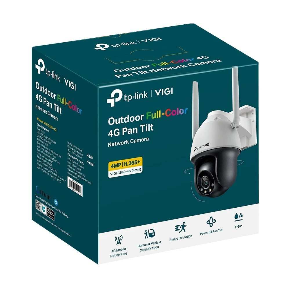 Miniatuur van TP-LINK netwerkcamera 4MP full-color 4G LTE pan/tilt IP66 4mm (VIGI C540-4G)