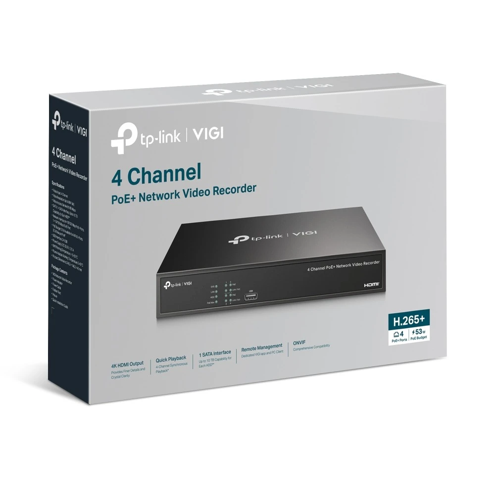 Miniatuur van TP-LINK netwerk video recorder 4-kanaals PoE+ 53W (VIGI NVR1004H-4P)