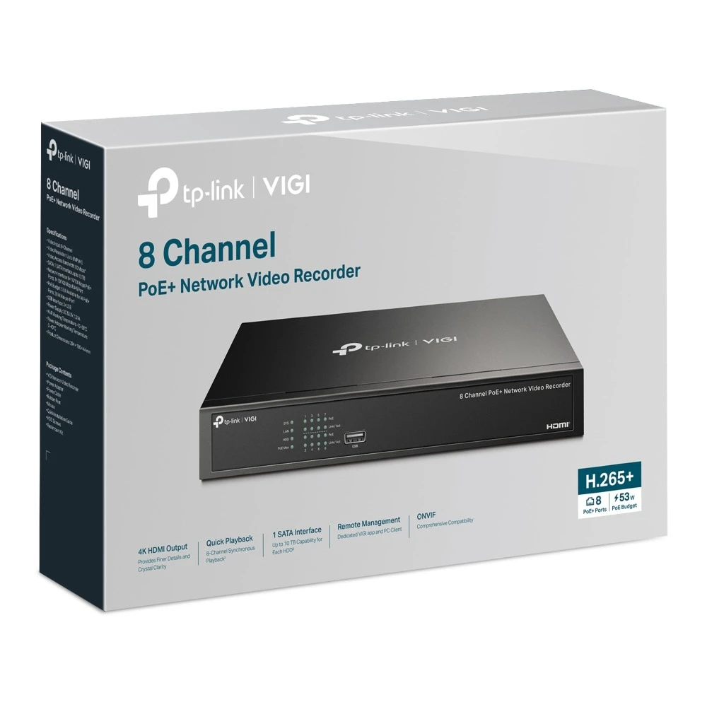 Miniatuur van TP-LINK netwerk video recorder 8-kanaals PoE+ 113W (VIGI NVR1008H-8P)