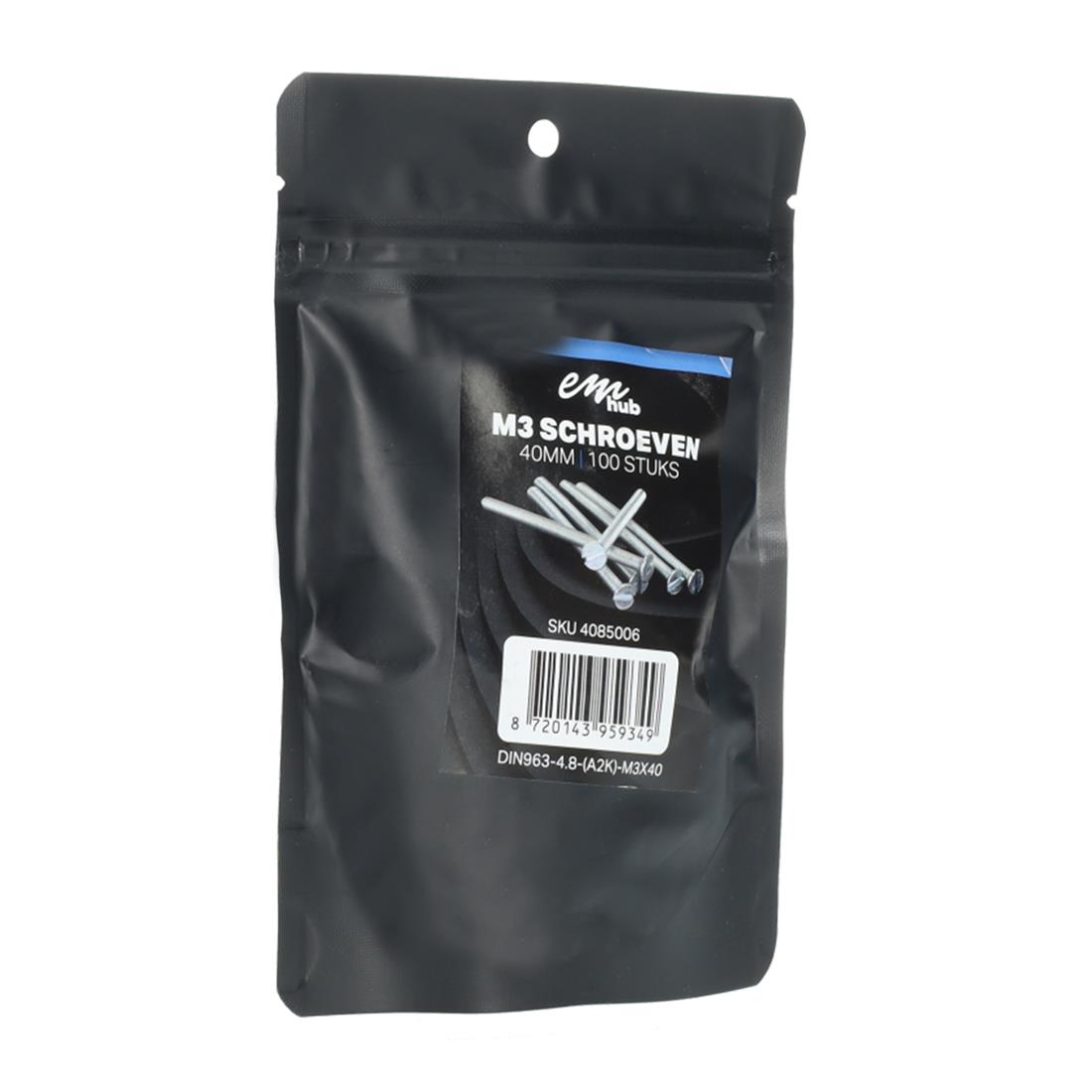 Miniatuur van EMhub M3 schroef platkop verzinkt DIN963-4.8 M3x40 per 100 stuks (4085006)