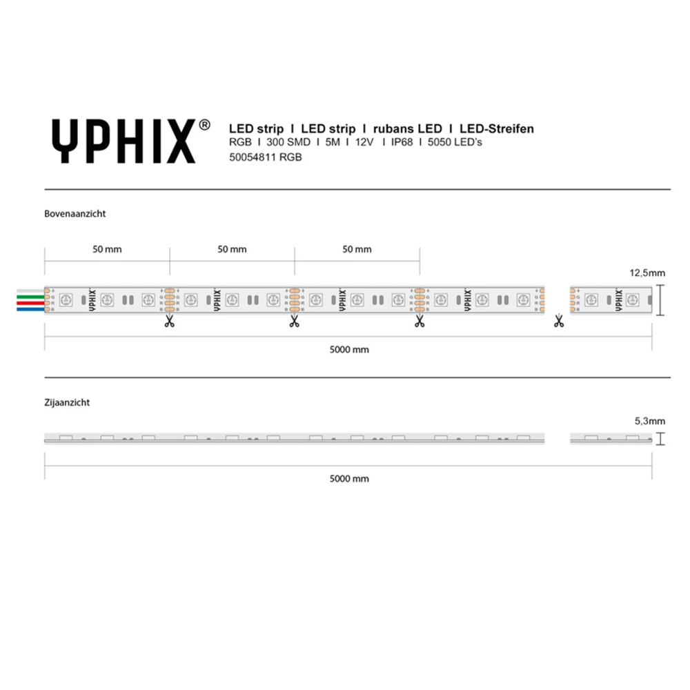 Miniatuur van Yphix LED strip 12V RGB 300 SMD 5050 LEDS - 5 meter (50054811)