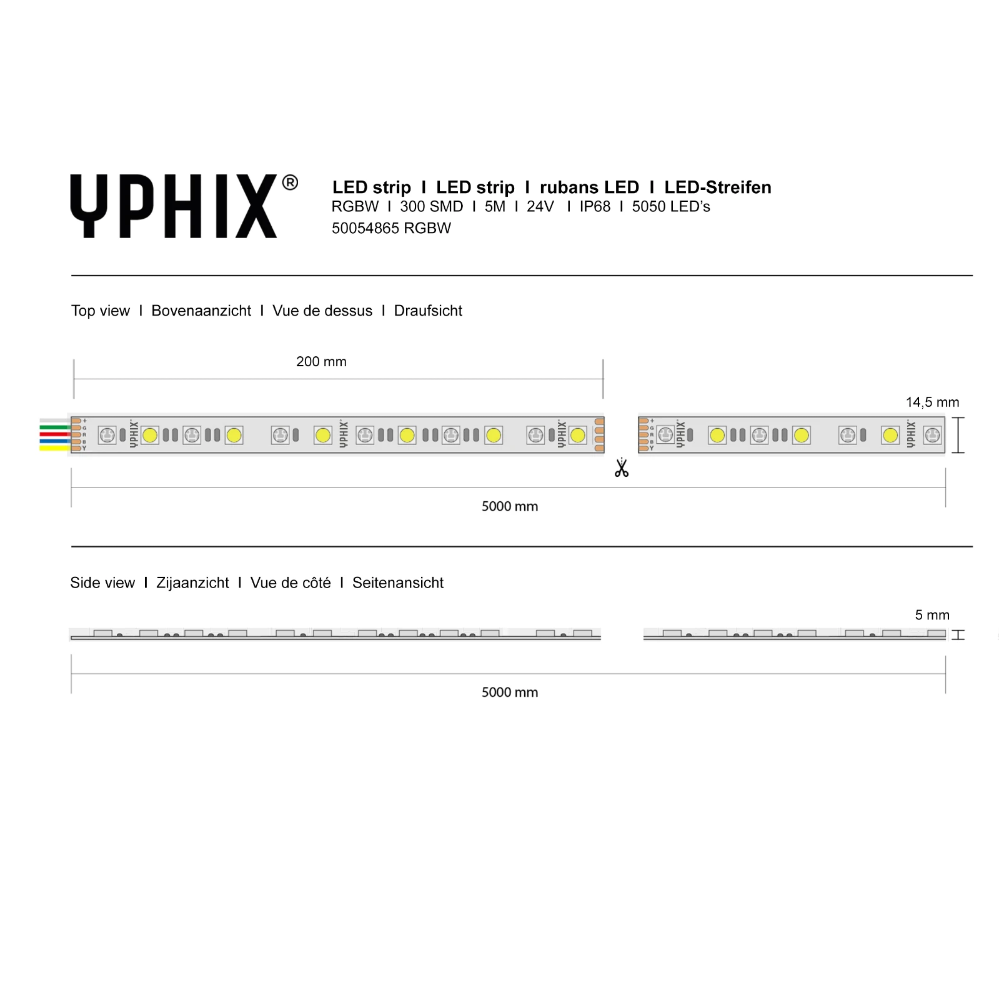 Miniatuur van Yphix LED strip 24V RGBW 300 SMD 5050 LEDS IP68 - 5 meter (50054865)