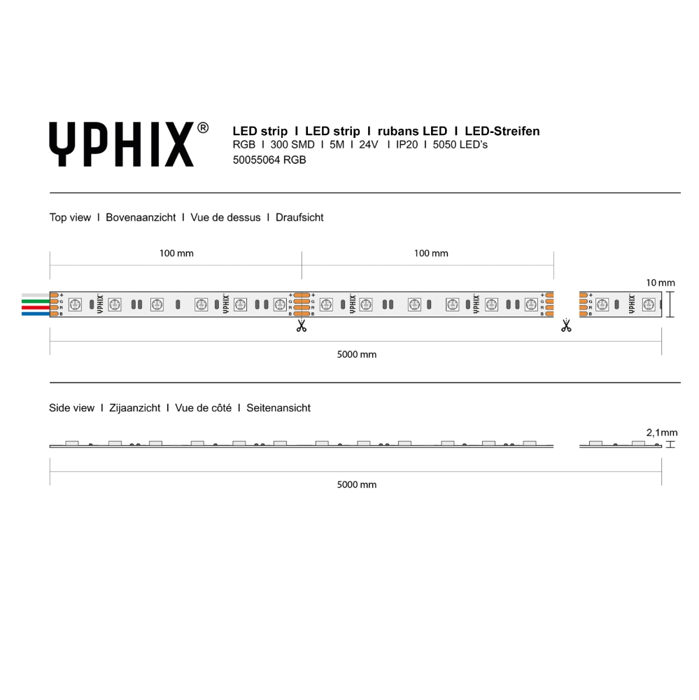 Miniatuur van Yphix LED strip 24V RGB 300 SMD 5050 LEDS IP20 - 5 meter (50055064)