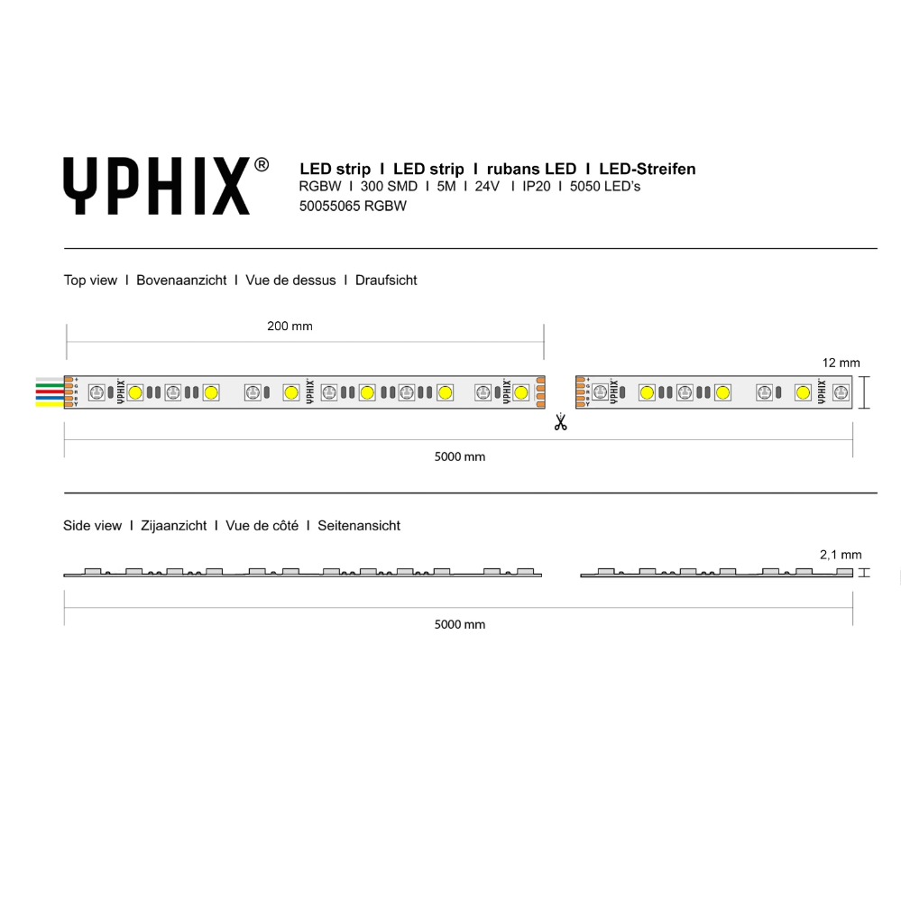 Miniatuur van Yphix LED strip 24V RGBW 300 SMD 5050 LEDS IP20 - 5 meter (50055065)