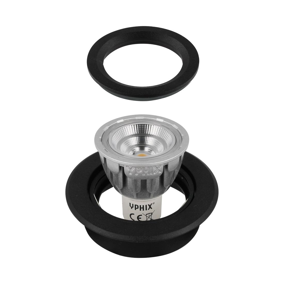 Miniatuur van Yphix inbouwspot rond kantelbaar zwart GU10 zaagmaat Ø70mm - diameter 82mm (50114464)