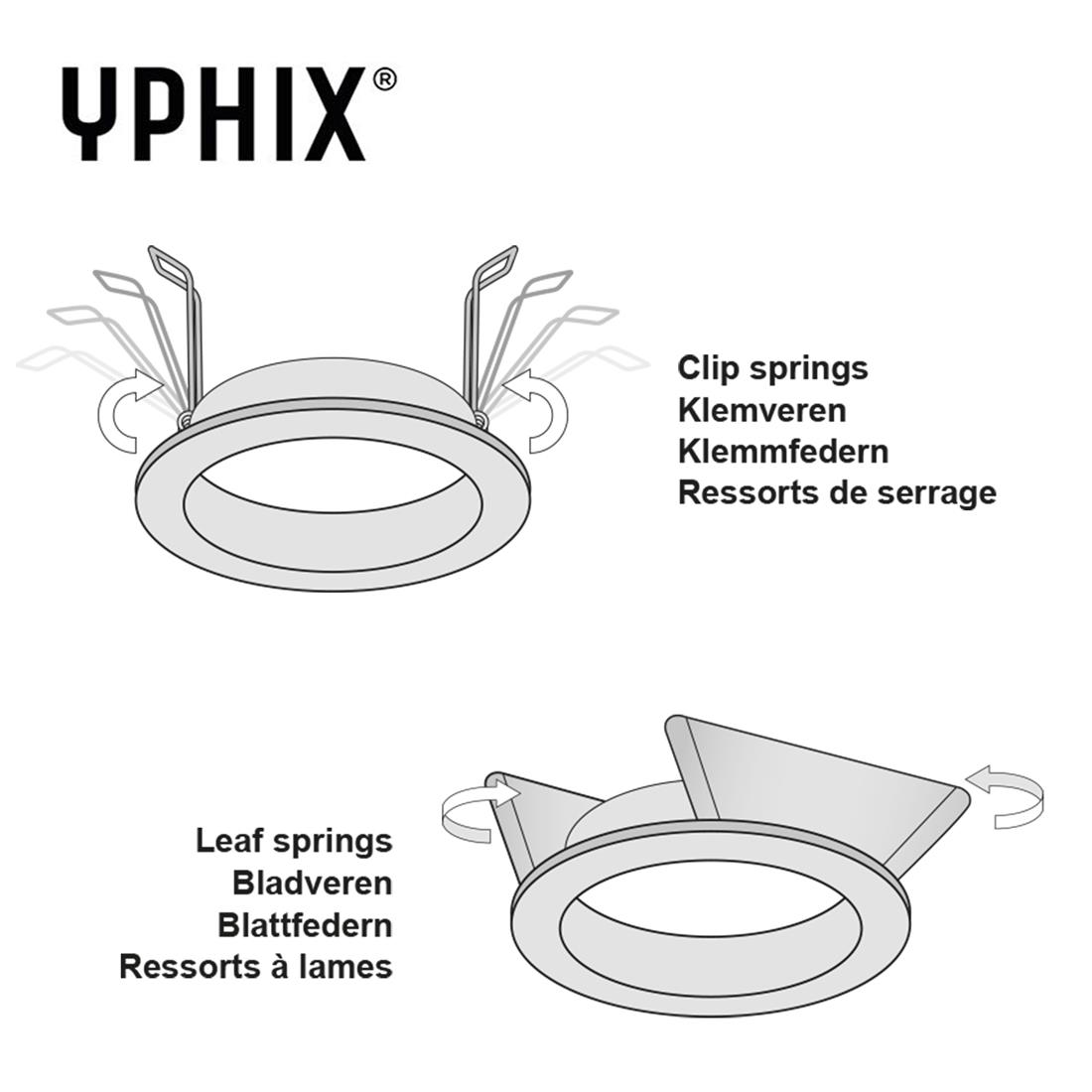 Miniatuur van Yphix inbouwspot rond kantelbaar aluminium GU10 zaagmaat Ø80mm - diameter 92mm met bladveren (50114473)