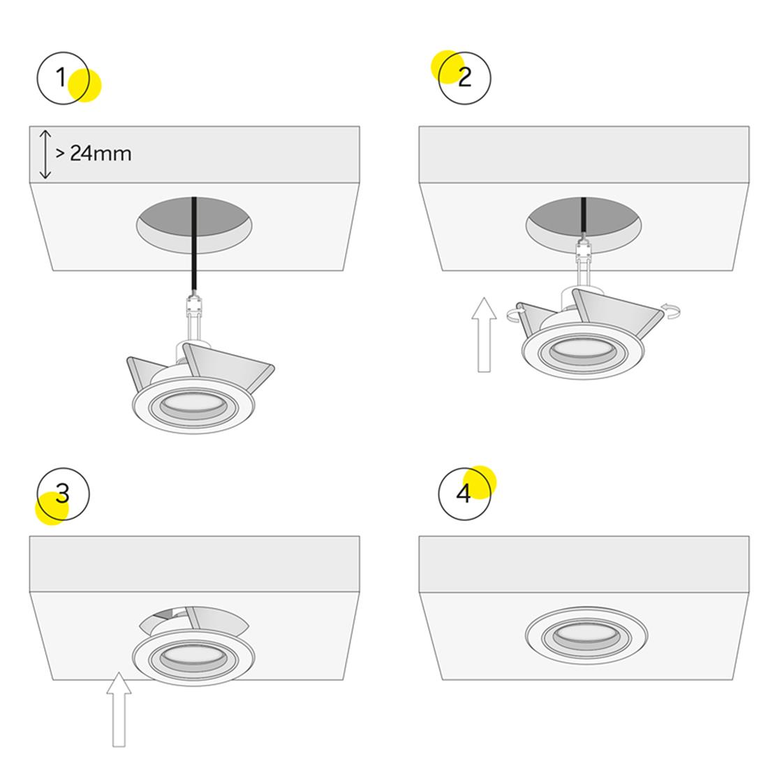 Miniatuur van Yphix inbouwspot rond vast wit GU10 zaagmaat Ø70mm - diameter 82mm - verdiept met bladveren (50114476)
