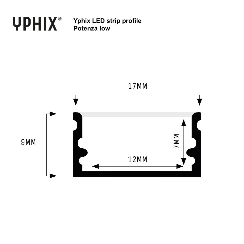 Miniatuur van Yphix LED strip profiel Potenza aluminium laag met melkwitte afdekkap - 1 meter (50289410)