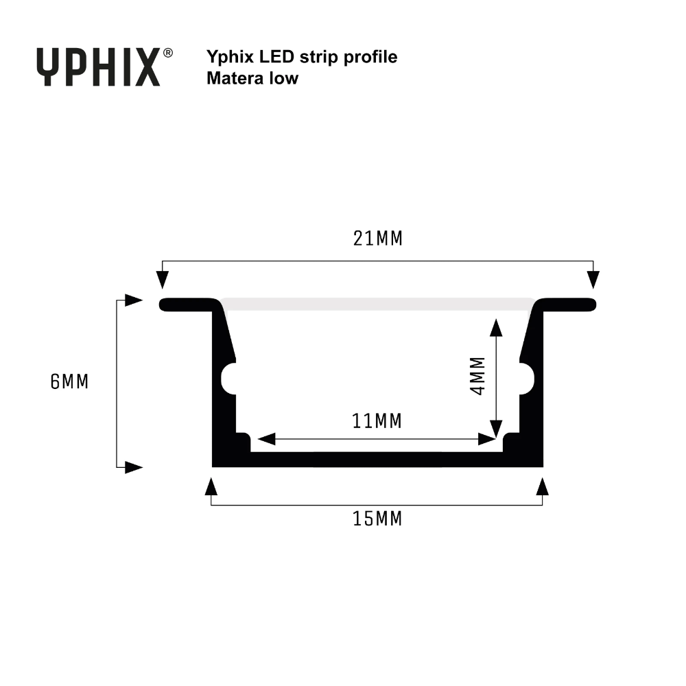 Miniatuur van Yphix LED strip profiel Matera aluminium laag inbouw met melkwitte afdekkap - 1 meter (50289440)