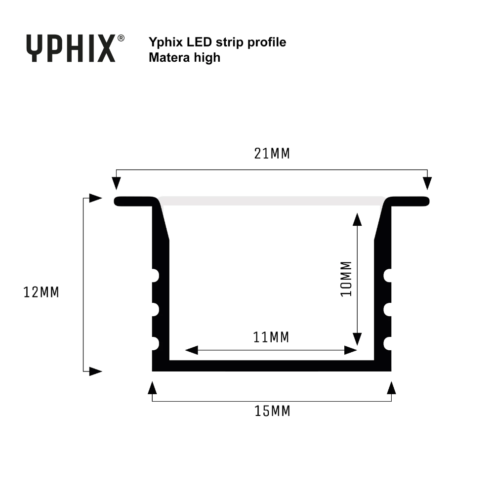 Miniatuur van Yphix LED strip profiel Matera aluminium hoog met melkwitte afdekkap - 1 meter (50289450)
