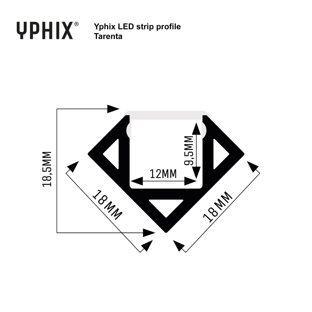 Miniatuur van Yphix LED strip profiel Tarenta wit hoek met transparante afdekkap - 1 meter (50289476)