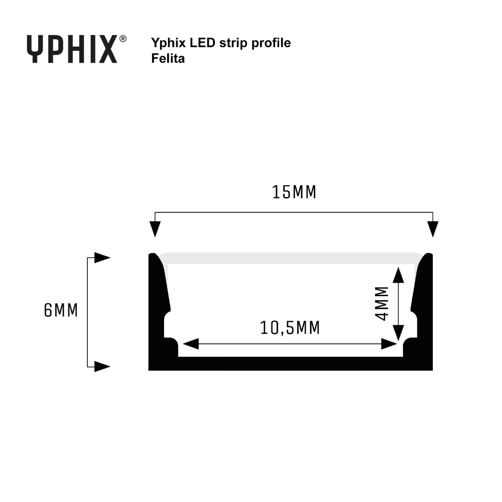 Miniatuur van Yphix LED strip profiel Felita zwart extra laag met zwarte afdekkap - 1 meter (50289481)