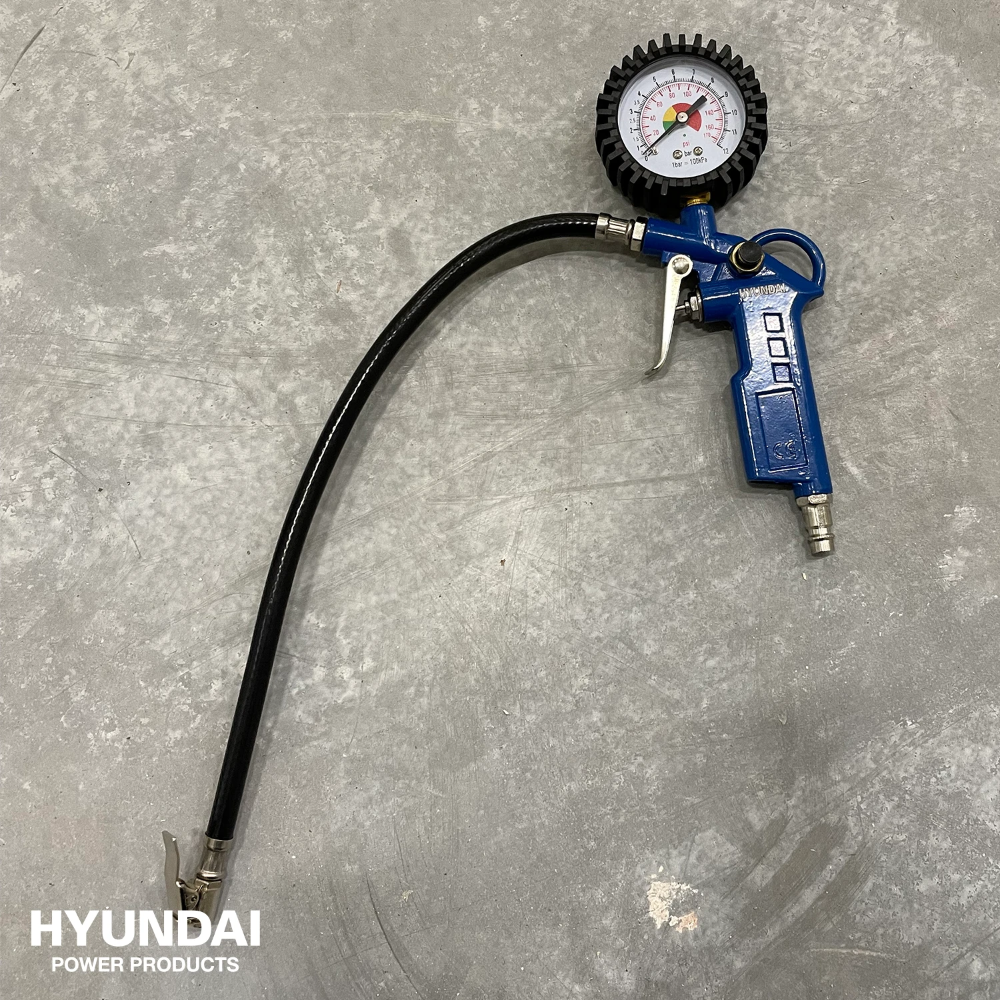 Miniatuur van Hyundai accessoires compressor verfspuit vloeistofspuit bandenvulpistool blaaspistool en slang 5-delig (55901)