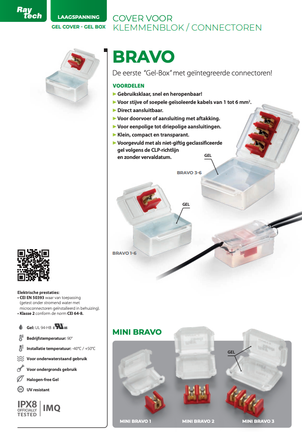 Miniatuur van Raytech bravo gelbox met connector 3-6 IPX8 53x49x22mm (BRAVO3-6)