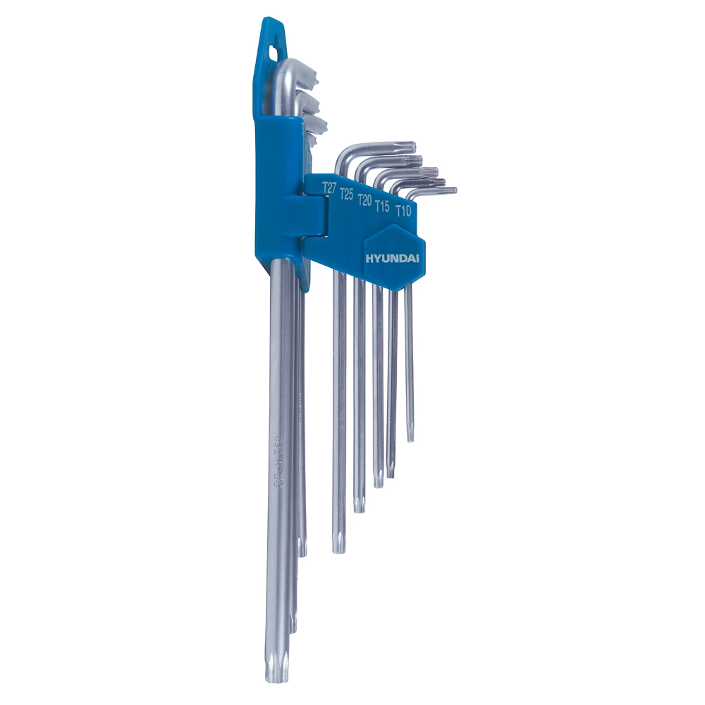 Miniatuur van Hyundai torx stiftsleutelset haaks in houder chroom vanadium 9-delig (59525)