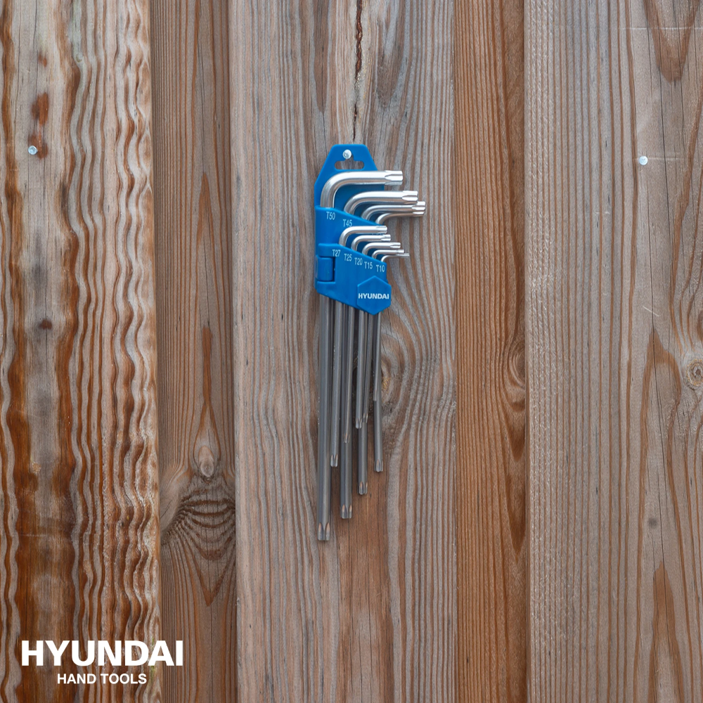 Miniatuur van Hyundai torx stiftsleutelset haaks in houder chroom vanadium 9-delig (59525)