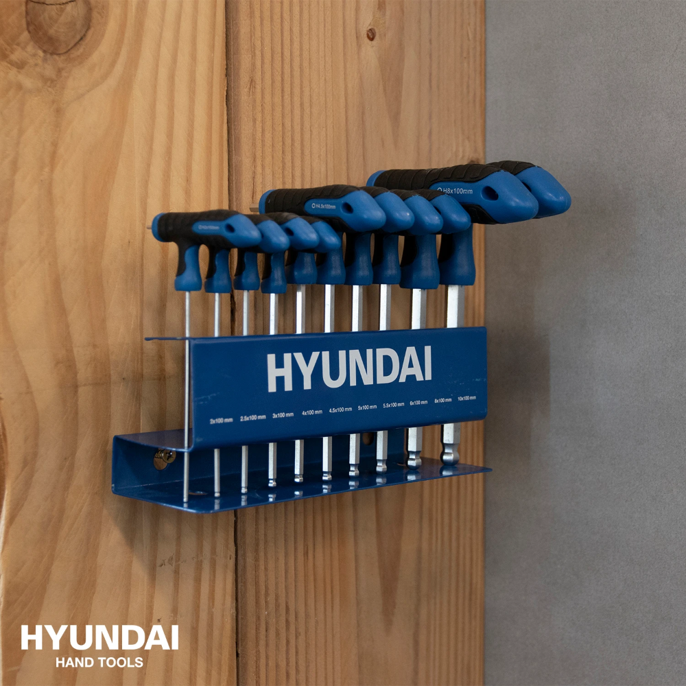Miniatuur van Hyundai metrische inbussleutelset T-greep inclusief standaard 10-delig (59526)