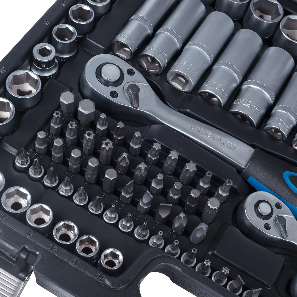 Miniatuur van Hyundai gereedschapset met dopsleutelset steekringsleutelset en bitset 216-delig (59654)