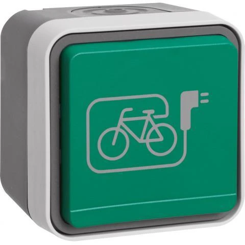 Miniatuur van Hager Berker stopcontact met penaarde en klapdeksel voor oplaadpunt elektrische fietsen (6745643513)